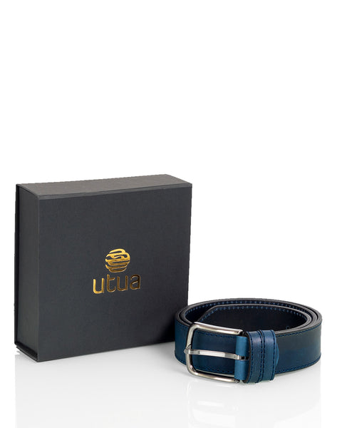 Utua nahkavyö 4cm sininen - Image 3