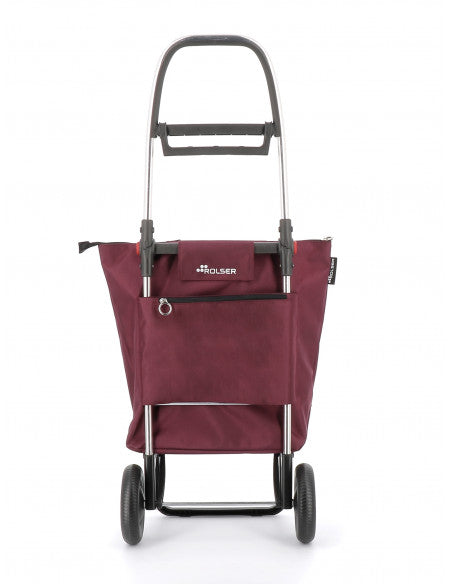 Ostoskärry Rolser Mini Bag Plus MF 2L luumu 2 renkaalla ja vetoketjullisella takataskulla